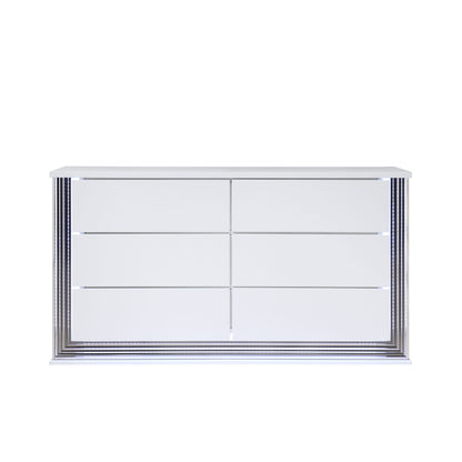 Moon - Smooth Dresser With LED - White