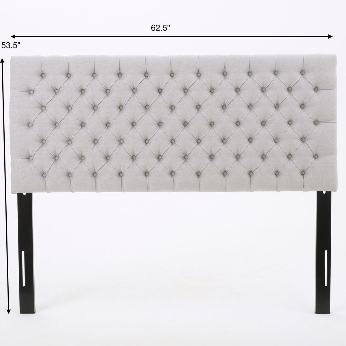 Queen Size Headboard With Button Tufting - Light Gray