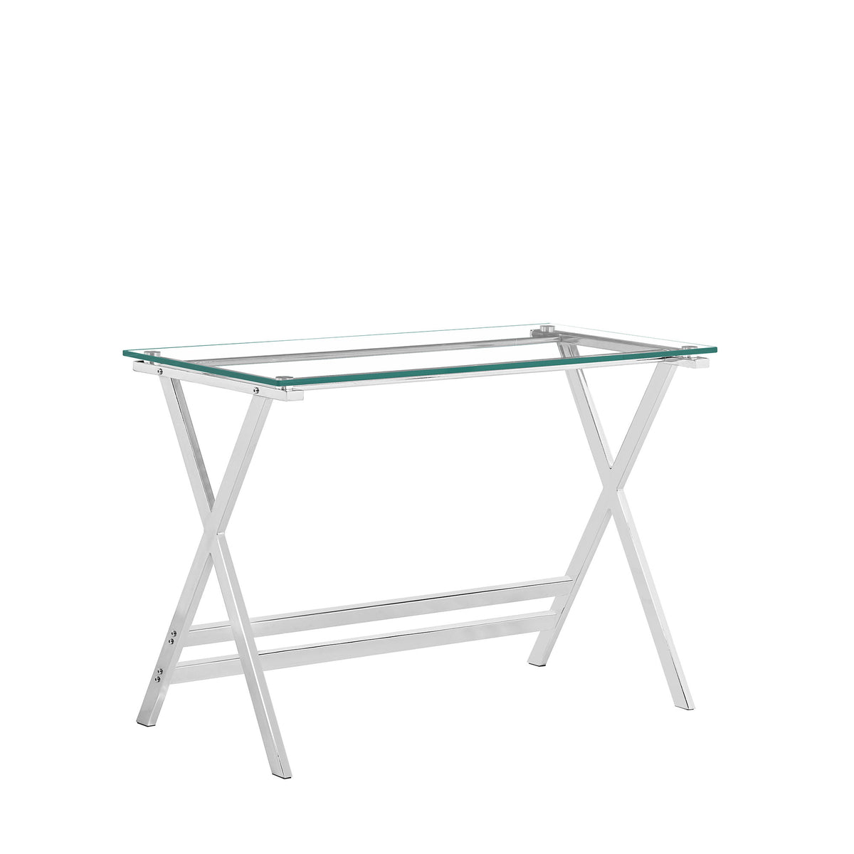 Transparent Glass Computer Desk With Rounded Edges, Tempered Glass Laptop Table - Clear