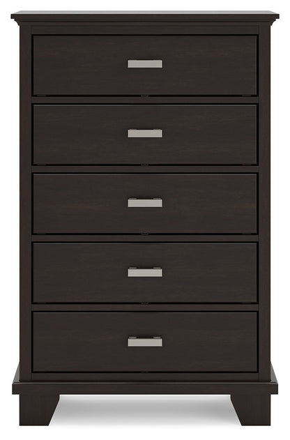 Covetown - Five Drawer Chest - Dark Brown