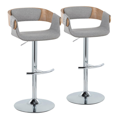Elisa - Mid-Century Modern Adjustable Barstool With Swivel With Rounded T Footrest (Set of 2) - Gray