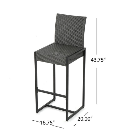 Outdoor Barstool With Hand Crafted Details (Set of 2)