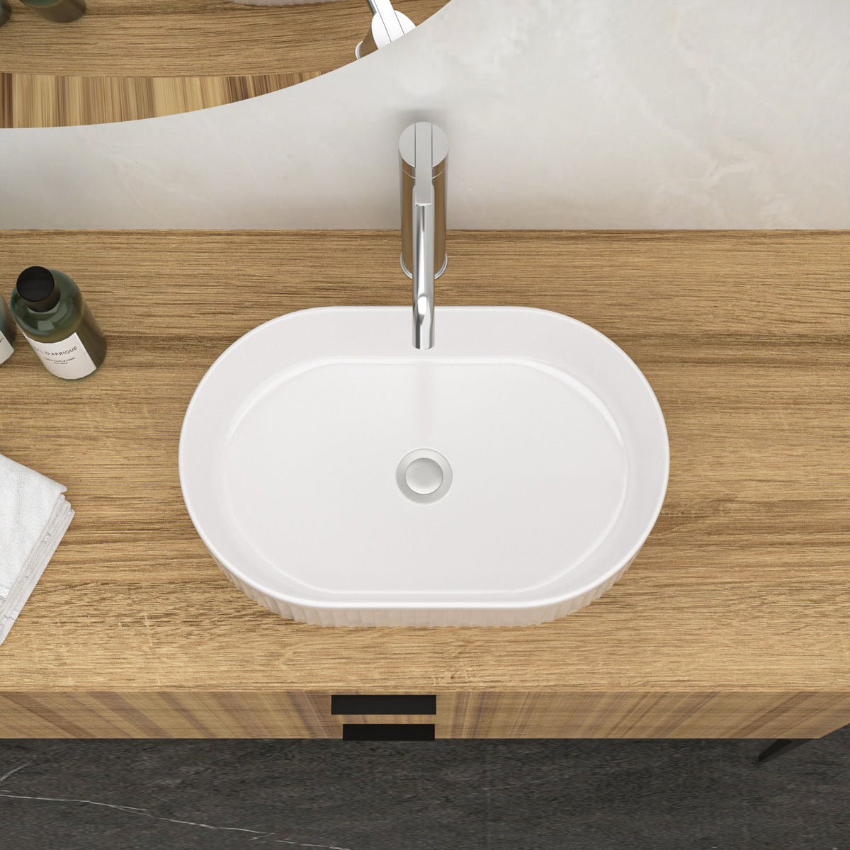 Vessel Oval Bathroom Sink - White