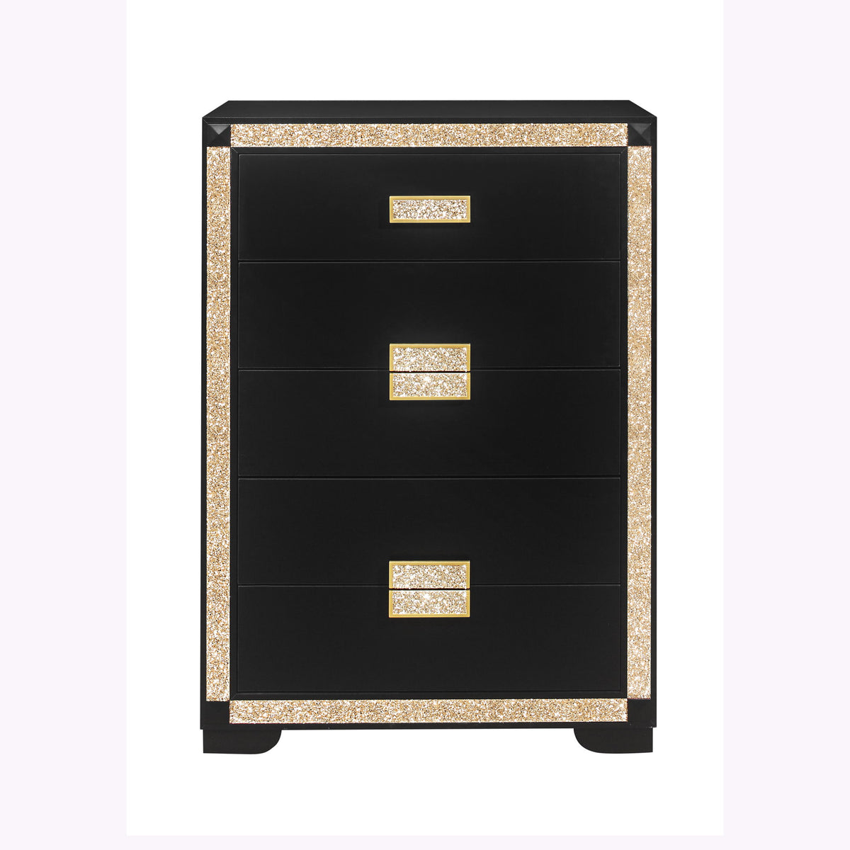 Lively - Chest With Glitter Detail And Thick Bar Handle Hardware - Black