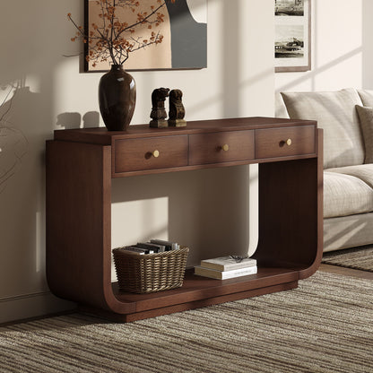 Console Table With 3 Drawers, Display Shelf