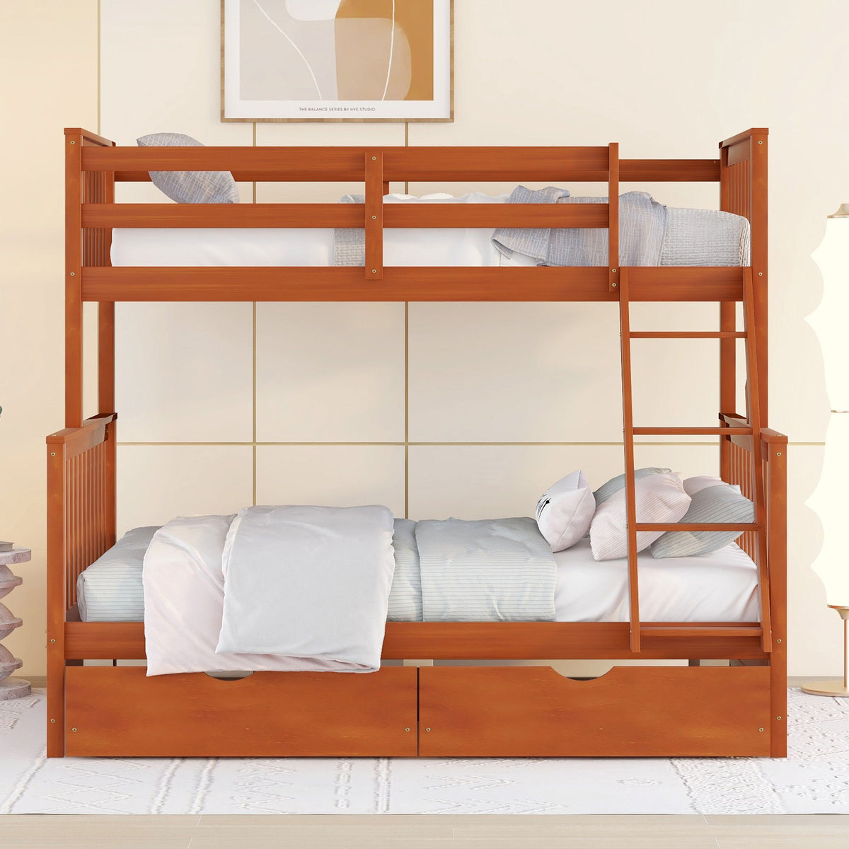 Bunk Bed With Ladders And 2 Storage Drawers