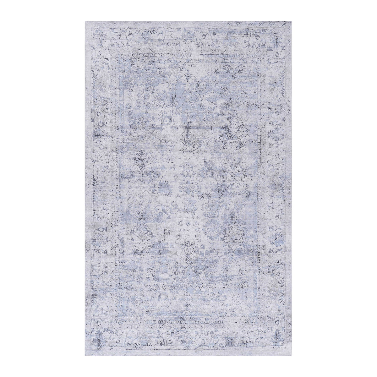 Maval - 4' X 6' Area Rug Washable - Blue / Cream