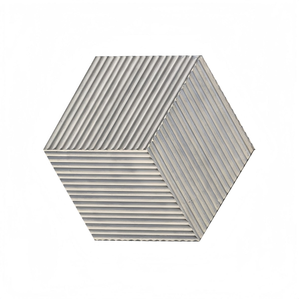 Hexagon Natural Stone Marble Tile, 3D Fluted (Set of 12)