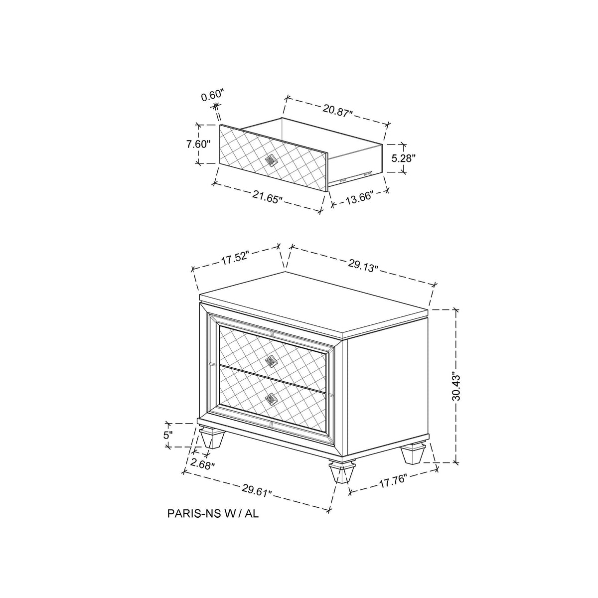 Cross - Glam Nightstand - Champagne