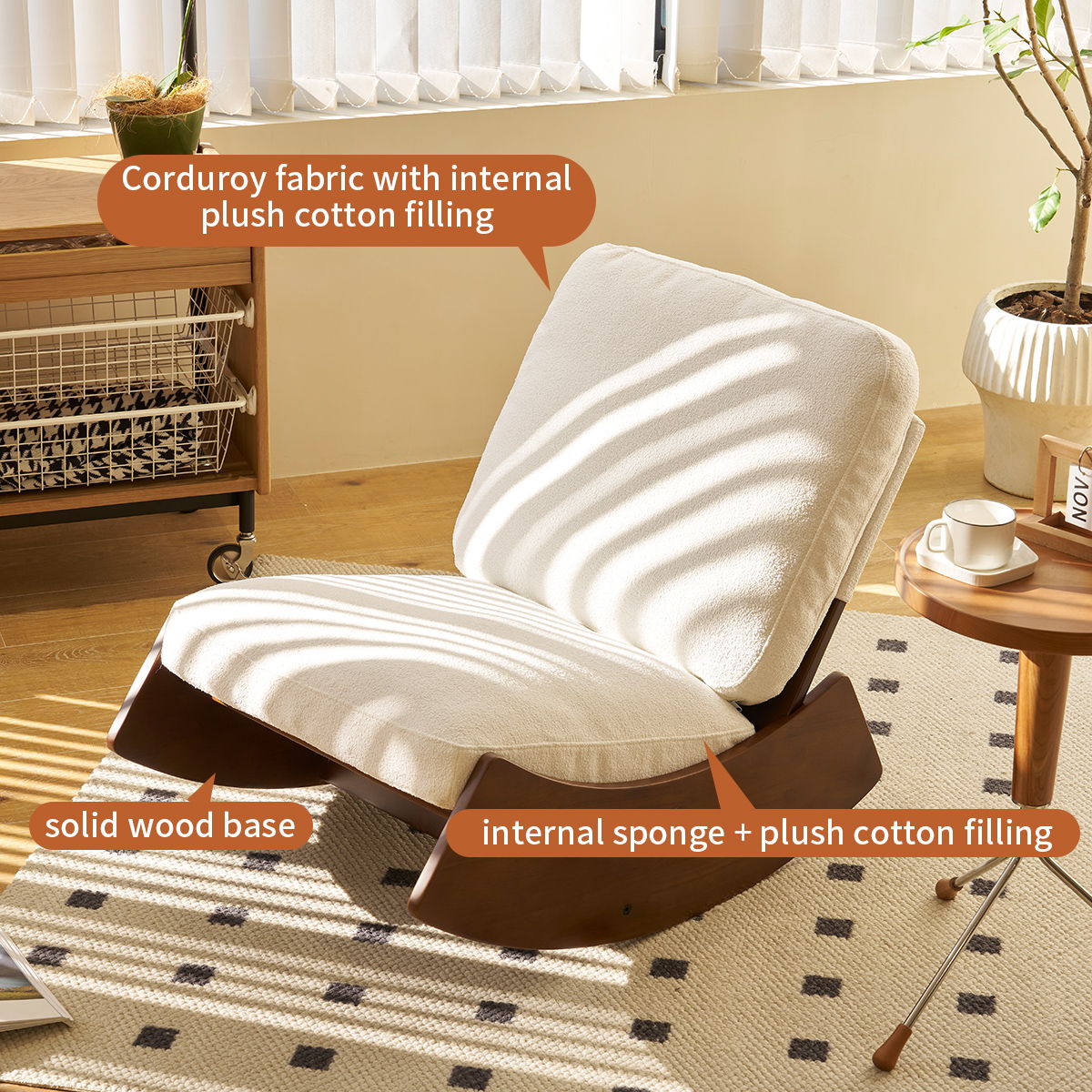 Comfortable High-Quality Upholstery Glider Rocking Chair