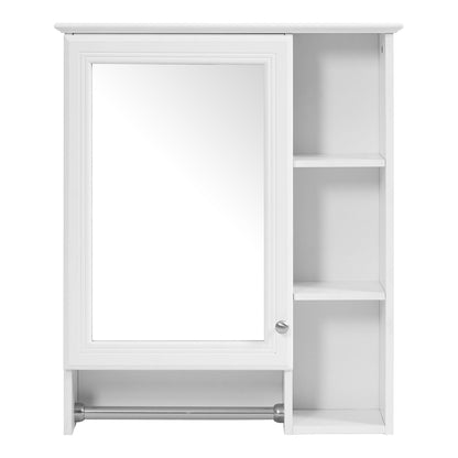 Modern 3 In 1 Bathroom Mirror Cabinet With Adjustable Shelf & Towel Bar