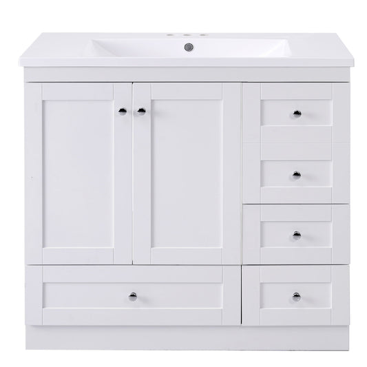Shaker Free Standing Bathroom Vanity Cabinet With Sink, Soft Close Drawers, Soft Close Doors