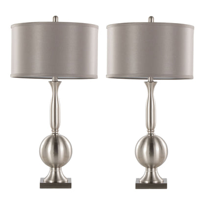 Joan - Contemporary Table Lamp (Set of 2) - Brushed Nickel