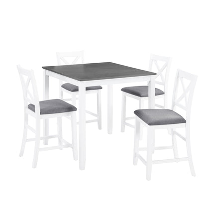 5 Piece Counter Height Dining Table Set With 4 Chairs