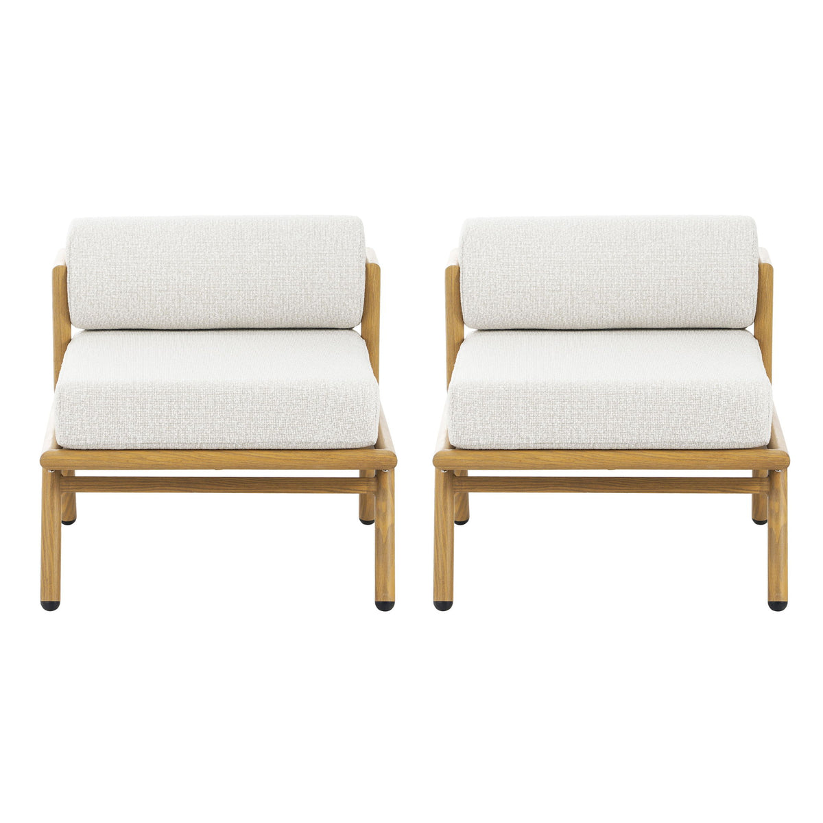 La Fiora - Outdoor Patio Iron Club Chair (Set of 2) - Off White / Teak