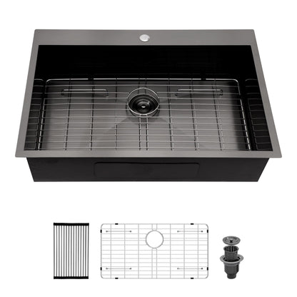 Drop In Kitchen Sink, 16 Gauge Stainless Steel, Topmount