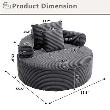 Round Sofa Bed With 3 Pillows For Living Room