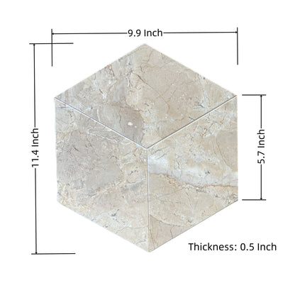 Hexagon Marble Tile For Floor And Wall Honed Stone 1 Box With (Set of 12) - Beige / Gold