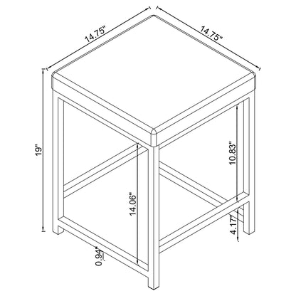 Upholstered Square Vanity Stool With Base Furniture For Bedroom - Light Gray