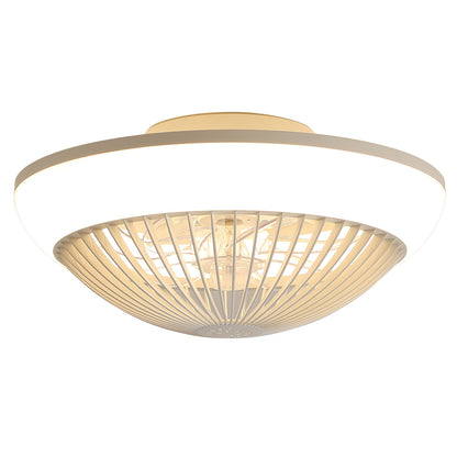 RGB Dimmable LED Enclosed Ceiling Fan With Remote Control, Bladeless Design - White