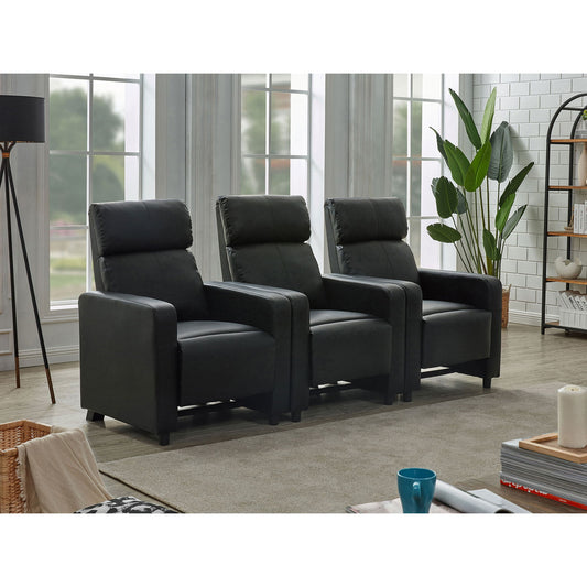Warren - 3 Seater Reclining Home Theater - Black