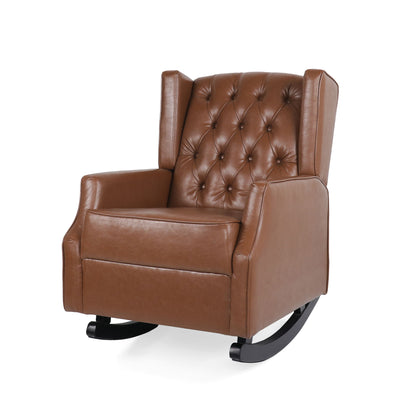 Moss - Upholstered Rocking Recliner With Diamond Tufting And Wingback - Light Brown