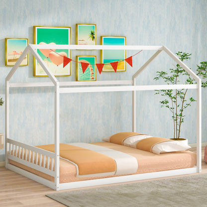 Wooden House Bed With Headboard