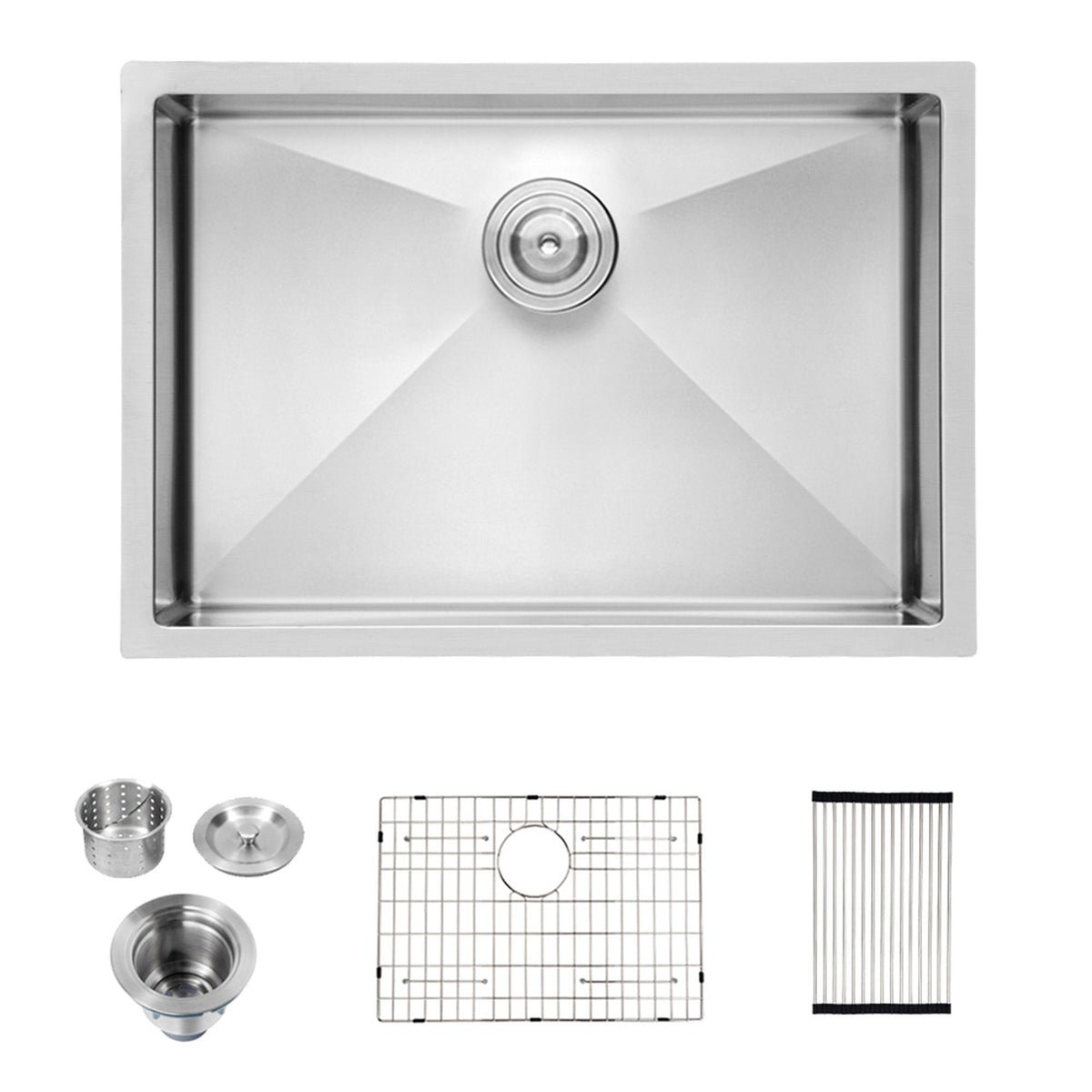 Modern Undermount Stainless Steel Kitchen Sink 16 Gauge, Deep Single Bowl