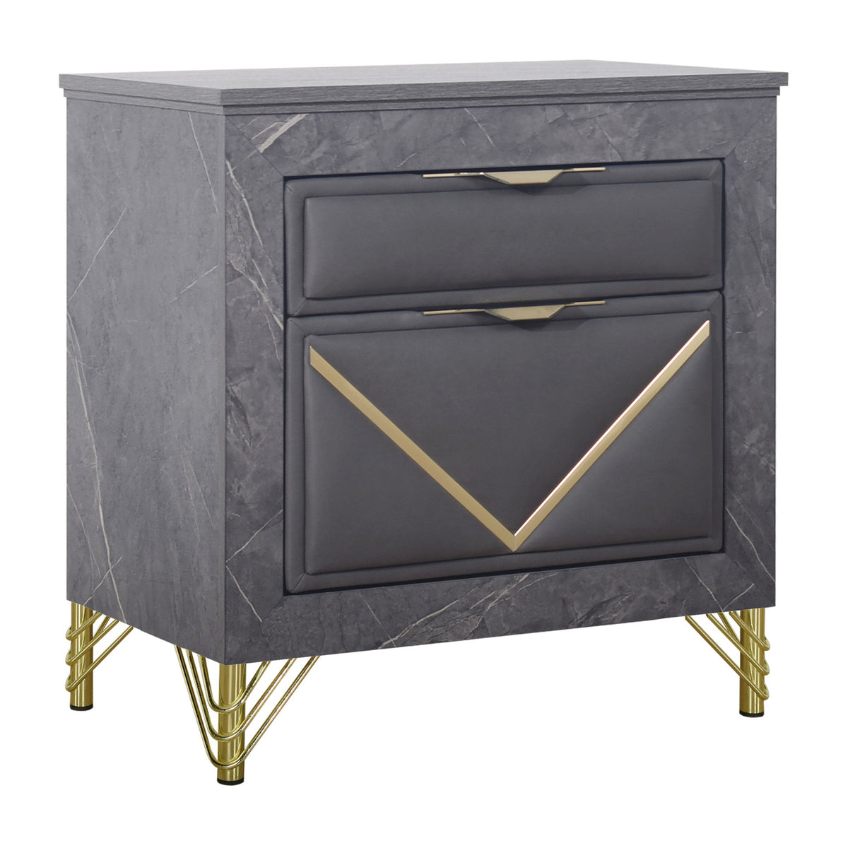 Symmetry - 2 Drawer Nightstand - Charcoal