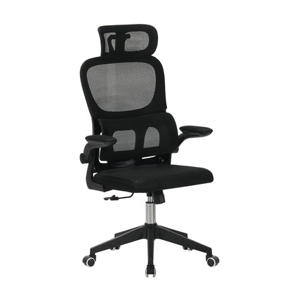 High Back Ergonomic Swivel Rolling Office Chair With Tilt Function, 3D Headrest, Lumbar Support - Black
