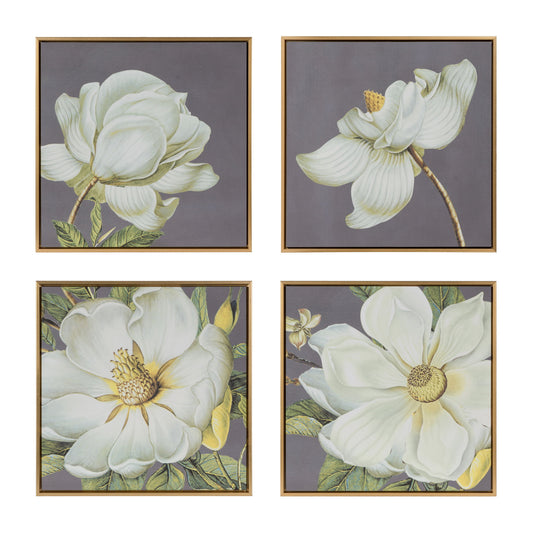 Botanical Wall Art Prints, Home Decor For Living Room Dining Room Bedroom Hallway (Set of 4) - Gray