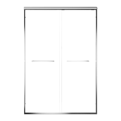 Aluminum Frame Double Double Soft Close Shower Door, Tempered Glass And Dual Stainless Steel Handles