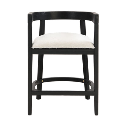 Modern Rubberwood Counter Stool Set With Upholstered Seats