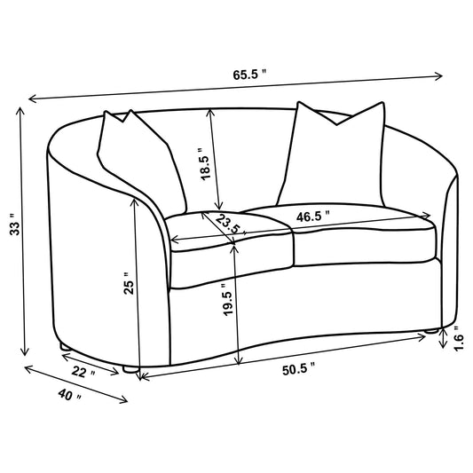 Rory - Sloped Arms Loveseat With Pillows - White