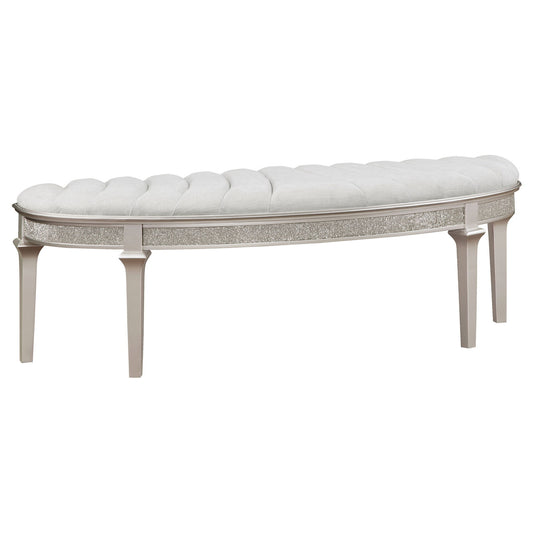 Colwood - Upholstered Curved With Channel Tufting And Slender Tapered Legs - Silver Gray