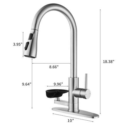 3 In 1 Kitchen Faucet With LED Temperature Display, Pull Down Sprayer