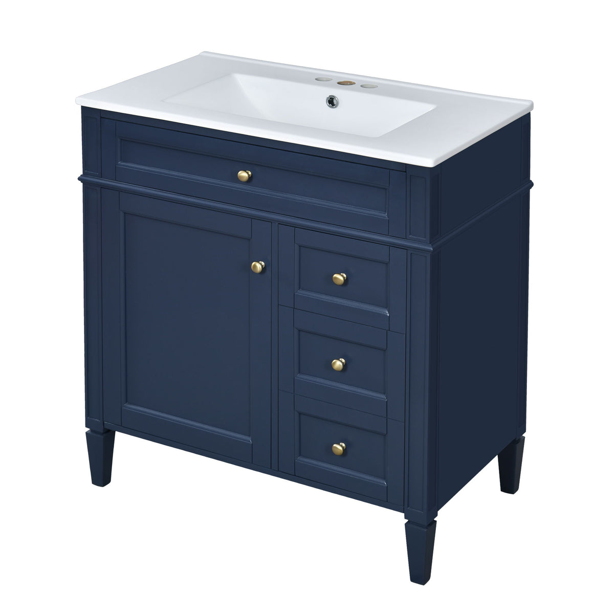 Bathroom Vanity With Top Sink, 2 Drawers & Tip Out Drawer