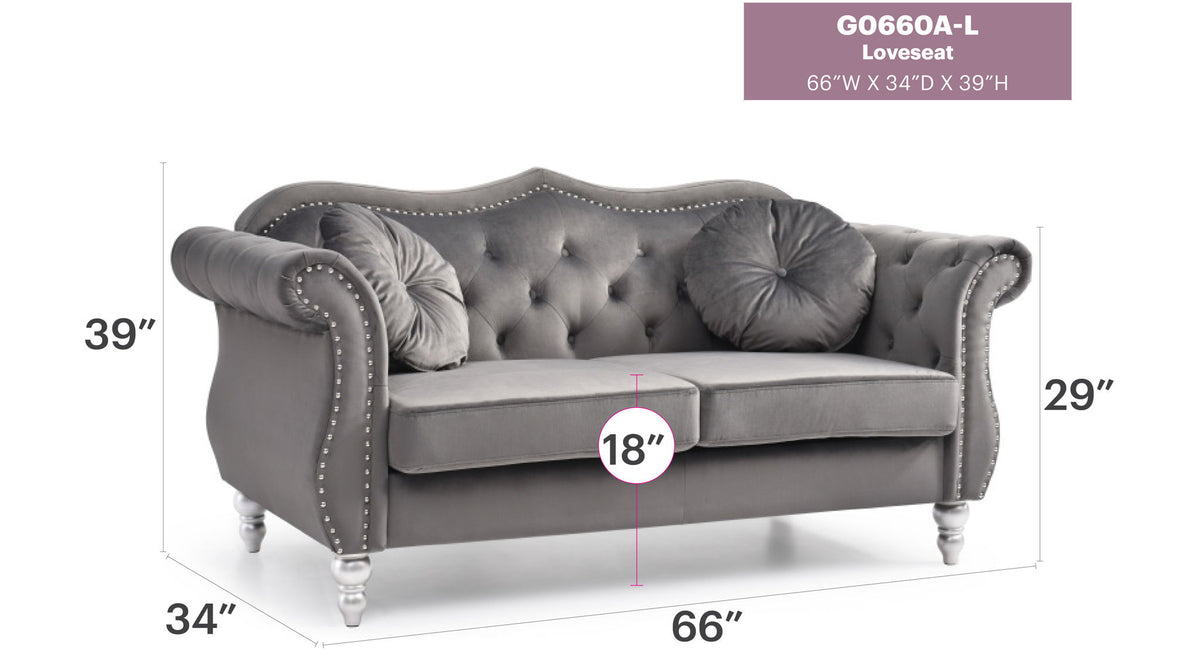 Stylish Flared Arm Loveseat