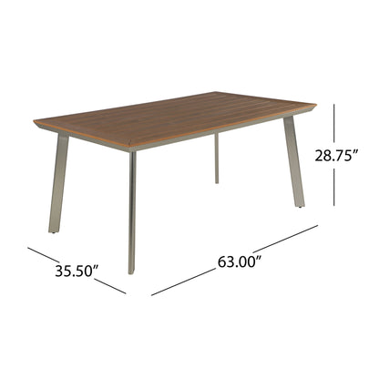 Outdoor Dining Table With Eucalyptus Wood Topped - Silver