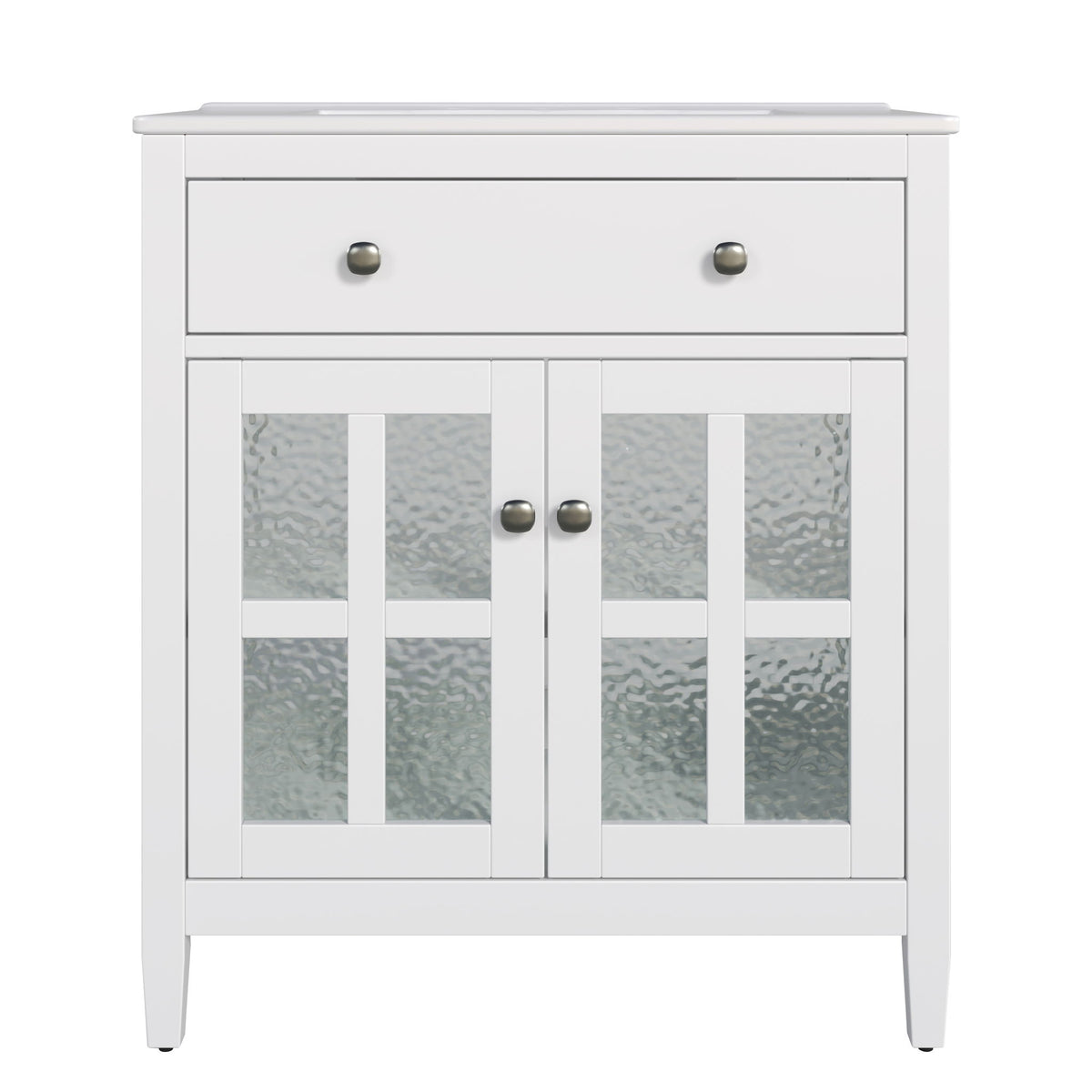 Bathroom Vanity With Ceramic Sink, Adjustable Shelf & Tip Out Tray