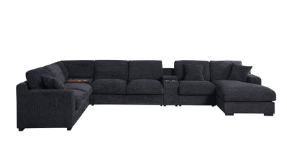 Celine - Fabric Corner Sectional Sofa With Right-Facing Chaise, Cupholders, And Charging Ports
