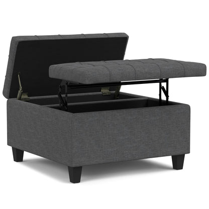 Harrison - Small Square Coffee Table Storage Ottoman - Gray