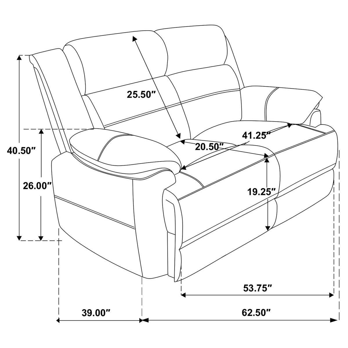 Worthington - Padded Arm Loveseat - Dark Brown