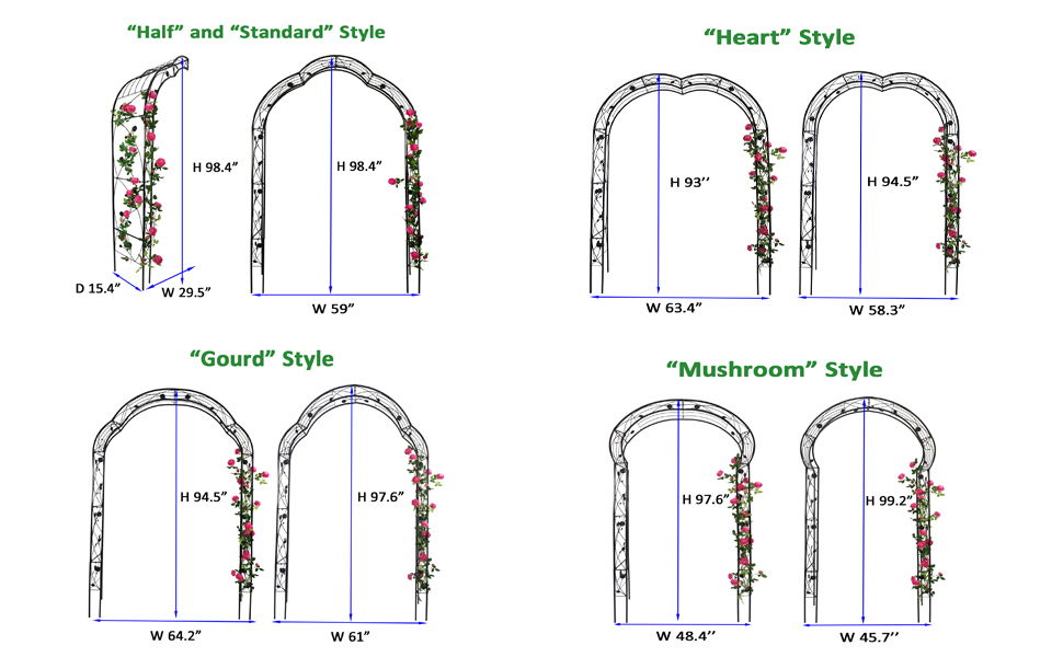 Metal Garden Arch Assemble Freely With 8 Styles Garden Arbor Trellis Climbing Plants Support Rose Arch