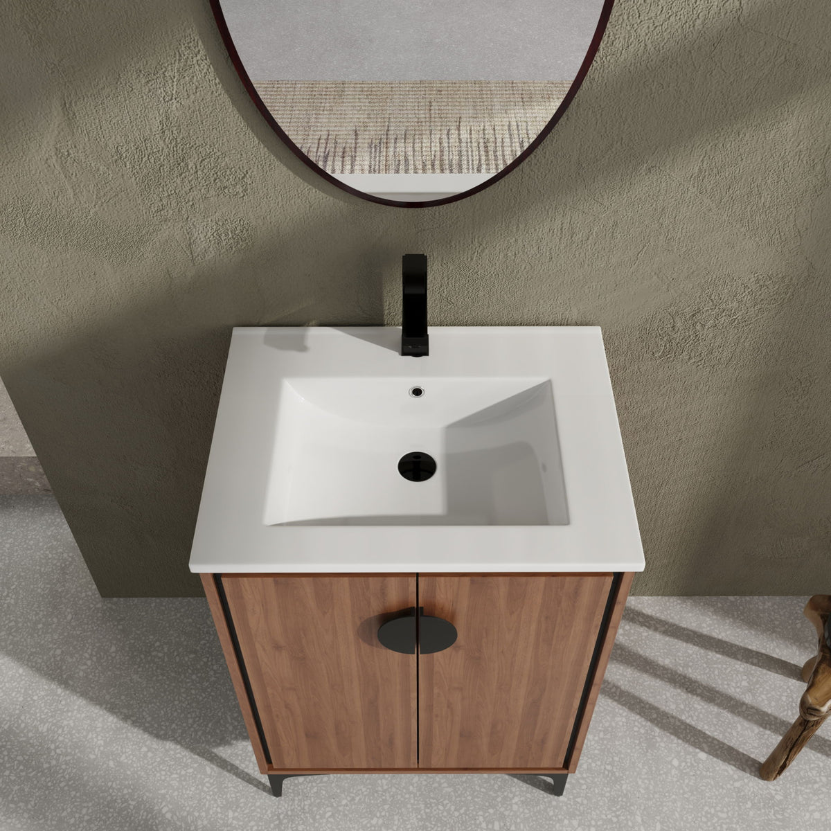 Modern Bathroom Vanity With Top Sink, Engineered Wood Storage Cabinet