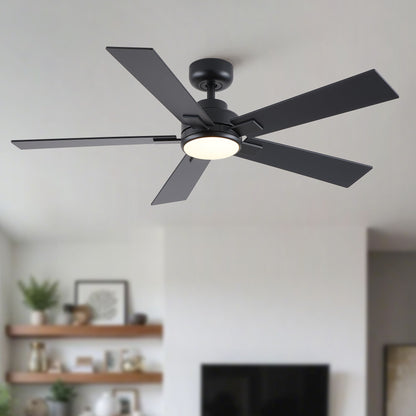 Reversible Motor Integrated LED Dimmable Ceiling Fan With Light And Remote - Matte Black