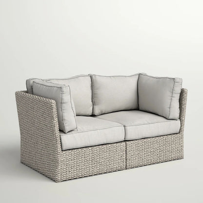 Modern Patio Wicker Loveseat With Cushions