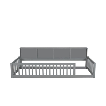 Floor Bed With Storage Cabinets And USB Ports