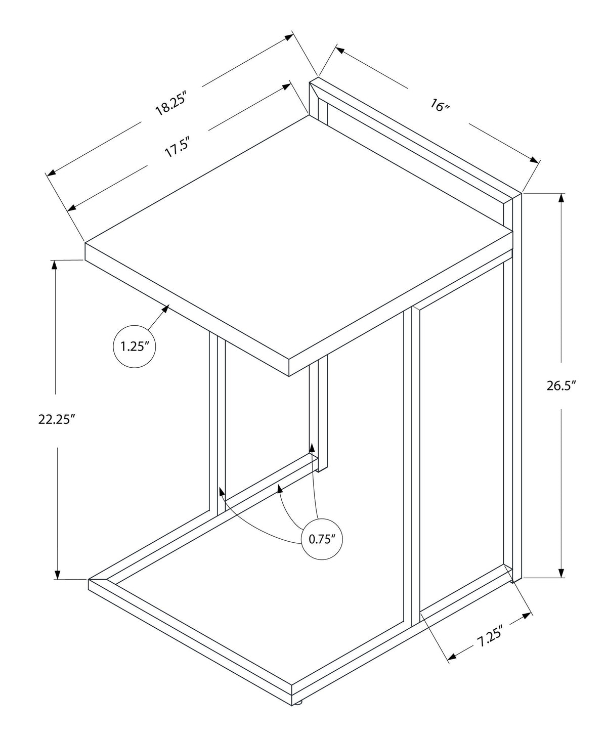 Accent Table, C - Shaped, Contemporary & Modern