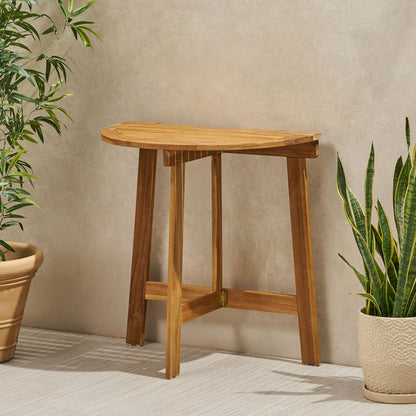 Outdoor Half Round Folding Acacia Wood Bistro Table